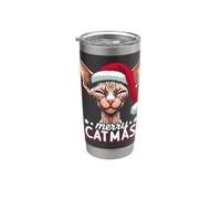 Cappello di Babbo Natale Sphynx Cat Merry Catmas Bicchiere termico in acciaio inox doppia parete