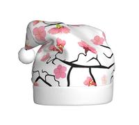 Cappello di Babbo Natale stampato con fiori di ciliegio giapponesi, cappelli decorativi, adatti per feste di Natale e Capodanno, spettacoli teatrali