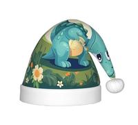 Cappello di Babbo Natale unisex con piccolo dinosauro in erba verde, morbido e confortevole, per feste di Capodanno