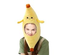 Cappello di banana di peluche - copricapo di frutta divertente, copricapo di ruolo da ruolo per frutta peluche novità | Capo di costume leggero e Prop fotografico, accessorio soft Role -Play pe