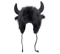 Cappello di bisonte - Cappello caldo in di peluche | paraorecchie in peluche con corna | Copricapo con orecchie soffici per Halloween, regalo per uomini e donne, festival di cosplay