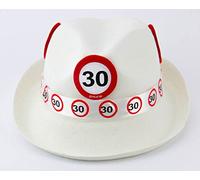 Cappello di feltro bianco con segnale stradale 30 anni