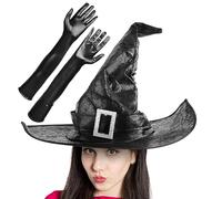 Cappello di Halloween con guanti, cappello di Halloween a tesa larga | Cappello da donna, accessorio per cosplay per Natale, Pasqua, maschera, teatro, lavoro scolastico