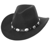 Cappello di jeans a tesa larga, vintage, stile Australiano, Western Down Under Bush Hat con cintura per uomini e donne, Nero , 57