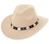 Cappello di jeans a tesa larga, vintage, stile Australiano, Western Down Under Bush Hat con cintura per uomini e donne, beige, 57