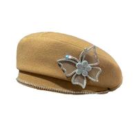 Cappello di lana del diamante del cappello delle donne alla moda per il cappello elegante del pittore della primavera, Cachi 1., 6 7/8 /7 1/8