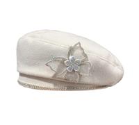 Cappello di lana del diamante del cappello delle donne alla moda per il cappello elegante del pittore della primavera, Bianco 1, 6 7/8 /7 1/8