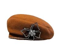 Cappello di lana del diamante del cappello delle donne alla moda per il cappello elegante del pittore della primavera, Caramello 1, 6 7/8 / 7 1/8