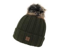 Cappello di lana donna con pompon in pelliccia sintetica, caldo in pile termico,