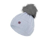 Cappello di lana donna con pompon in pelliccia sintetica, caldo in pile termico,