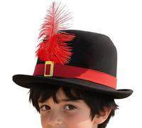 Cappello Di Moschettieri Con Fascia Rossa | Tre Moschettieri Di Cappelli In Feltro Nero | Costumi Di Menestrello Cap Cap Renaissance Costumi | Accessorio In Costume Per Feste, Halloween E Tr