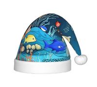 Cappello di Natale blu subacqueo World of Fish - Classico copricapo di Babbo Natale e Capodanno - perfetto per feste di Natale, Halloween
