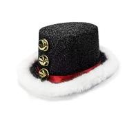 Cappello di Natale, cappello di Babbo Natale con lanugine bianca e 3 campane, cappello per le vacanze, per donne, uomini, famiglia, Natale, Capodanno, riunione cosplay