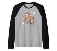 Cappello di Natale Capybara Space Lights Stars Fun Xmas Hat Maglia con Maniche Raglan