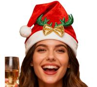 Cappello di Natale Carino Peluche Antler Bow Design Costume Decorazioni | Cappello per Natale per Uomini Famiglia Ragazze Vacanze Photo Booth Attività Capodanno Inverno Vacanze