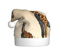 Cappello di Natale con giraffa madre e bambino per adulti. Berretto natalizio festivo con pompon, berretto unisex per feste di Natale.
