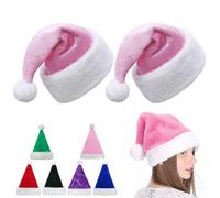 Cappello di Natale da 35 cm, cappello di Babbo Natale per adulti, 2 pezzi deluxe in velluto, unisex, comodo cappello per feste di Natale, spesso in pelliccia classica, per Capodanno, feste di Natale