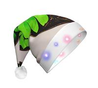Cappello di Natale illuminato a LED con stampa di foglie per il giorno di San Patrizio, cappello di Babbo Natale in peluche che si illumina divertentemente, decorazioni natalizie.