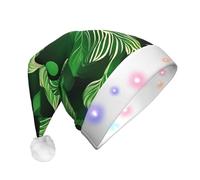 Cappello di Natale illuminato a LED con stampa di foglie per il giorno di San Patrizio, cappello di Babbo Natale in peluche che si illumina divertentemente, decorazioni natalizie.
