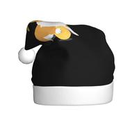 Cappello di Natale in peluche adulto YYHHAOFA Corgi cane che gioca con palla di pelliccia Immagine con tocco morbido per festa di Natale adatto per uomini e donne