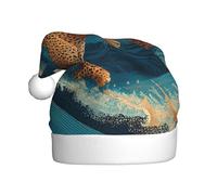 Cappello di Natale in peluche per adulti, motivo WHJSHOP Leopard tra le onde, morbido al tatto, per feste di Natale