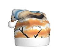 Cappello di Natale in peluche per adulti, stampa YYHWHJDE Tree at the Water's Edge con tocco morbido per la festa di Natale