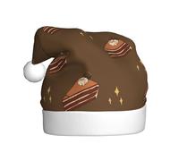 Cappello di Natale in peluche per adulti WHJSHOP Chocolate Squares Cake Pattern con tocco morbido per festa di Natale