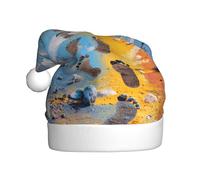 Cappello di Natale in peluche per adulti WHJSHOP Footprints on the Rainbow Pattern morbido e confortevole per feste balli Halloween
