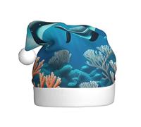 Cappello di Natale in peluche per adulti WHJSHOP Whales under the sea Pattern morbido e confortevole per feste balli Halloween