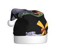 Cappello di Natale in peluche per adulti WHJSSF ippopotamo che gioca con mulino a vento stampato morbido e confortevole per feste danze Halloween