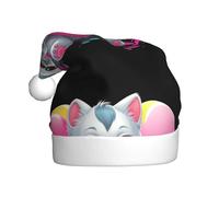 Cappello di Natale in peluche per adulti WHJSSF Kitten's love arcobaleno stampato morbido e confortevole per feste balli Halloween