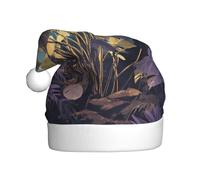 Cappello di Natale in peluche per adulti WHJSSF Plants under the Moonlight Stampato morbido e confortevole per feste balli Halloween
