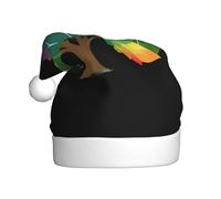 Cappello di Natale in peluche per adulti YYHHAOFA Foglie cadute colorate come un arcobaleno Immagine con tocco morbido per festa di Natale adatto per uomini e donne