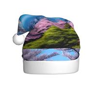 Cappello di Natale in peluche per adulti YYHHAOFA Monte Fuji all'inizio della primavera Immagine con tocco morbido per festa di Natale adatto per uomini e donne