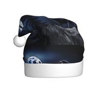 Cappello di Natale in peluche per adulti YYHHAOFA Raven in the Night Picture con tocco morbido per festa di Natale adatto per uomini e donne