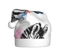 Cappello di Natale in peluche per adulti YYHWHJDE Cute zebra acquerello stampa con tocco morbido per la festa di Natale