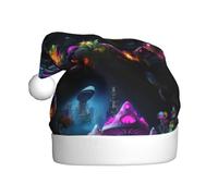 Cappello di Natale in peluche per adulti YYHWHJDE Fantasy Fungo Foresta Stampa morbido e confortevole per feste danze Halloween