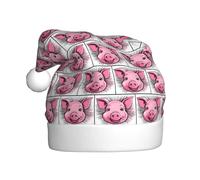 Cappello di Natale in peluche per adulti YYHWHJDE Funny Pink Pig Face Stampa con tocco morbido per la festa di Natale