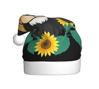 Cappello di Natale in peluche per adulti YYHWHJDE Il leone tra i girasoli Stampa con tocco morbido per la festa di Natale