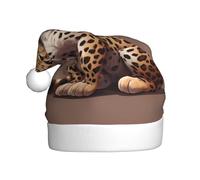 Cappello di Natale in peluche per adulti YYHWHJDE Il piccolo leopardo civettuolo Stampa con tocco morbido per la festa di Natale