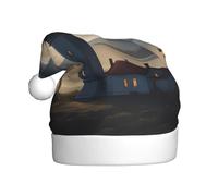 Cappello di Natale in peluche per adulti YYHWHJDE Moonlight Lighthouse Stampa morbido e confortevole per feste balli Halloween