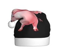 Cappello di Natale in peluche per adulti YYHWHJDE Pig che mangia lecca-lecca Stampa con tocco morbido per la festa di