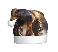 Cappello di Natale Lone Hyena per adulti. Berretto natalizio festivo con pompon, berretto unisex per feste di Natale.