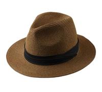 Cappello di paglia a testa grande con cappello pieghevole in paglia intrecciata Plus Size 60-64cm Cappello a cilindro da uomo Protezione solare Cappello ombreggiante Per Spiaggia, Piscina,Viaggi(Coffe