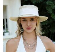 Cappello di paglia ampio da donna con protezione UPF 50+ contro i raggi solari, cappello da spiaggia estivo pieghevole e arrotolabile a tesa larga per donne Tagli UnicaPoliestere