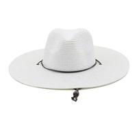 Cappello di paglia con tesa larga da 10,5 cm for donna Uomo Cappelli stile Fedora Jazz Raffreddamento sole estivo traspirante ed elegante for Per Donna(White)