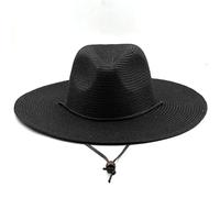 Cappello di paglia con tesa larga da 10,5 cm for donna Uomo Cappelli stile Fedora Jazz Raffreddamento sole estivo traspirante ed elegante for Per Donna(Black)