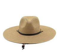Cappello di paglia con tesa larga da 10,5 cm for donna Uomo Cappelli stile Fedora Jazz Raffreddamento sole estivo traspirante ed elegante for Per Donna(Khaki)