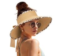 Cappello di Paglia delle Donne con Breccia Larga,Cappello da Sole da Donna Floscio,Cappello Parasole di Paglia Donna Elegante,Pieghevole Estate Cappello Spiaggia per Estate Viaggio Spiaggia Vacanz (C)