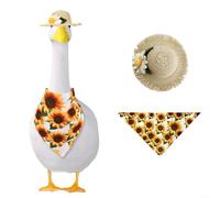 Cappello di paglia e sciarpa floreale, stravagante decorazione da giardino